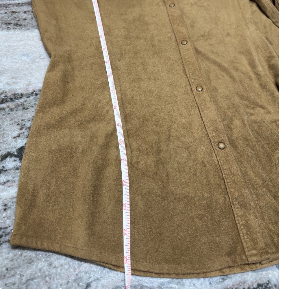 Ariat Shirt Women Small Brown Faux Suede Western Fringe Snap Fitted Button Down - Picture 7 of 7